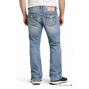 True Religion Billy Super T Jeans – Size 29 – Light Wash Distressed Stitch